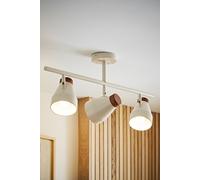 ValueLights Parker Gloss & Walnut Dome Lamp 3 Way Bar Ceiling Light with Bulbs in Cream ValueLights Cream