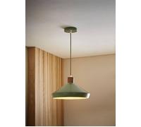 Valuelights Parker Gloss With Walnut Wood Dome Adjustable Ceiling Pendant Light In Pale Green Pale Green