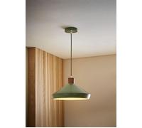 Parker Gloss with Walnut Wood Dome Adjustable Ceiling Pendant Light ValueLights Pale Green One Size