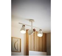 Valuelights Parker Gloss With Walnut Wood Dome Lamp Shade 3 Way Bar Ceiling Light In Cream Cream