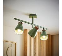 Valuelights Parker Green And Walnut 3 Way Ceiling Light