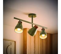 ValueLights Parker Gloss & Walnut Dome Lamp 3 Way Bar Ceiling Light with Bulbs in Pale Green ValueLights Pale Green