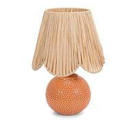 Sebby Ceramic Globe Textured Table Lamp with Raffia Lamp Shade and LED Bulb ValueLights Orange One Size