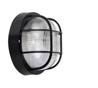 MiniSun | Modern Black Security Round Bulkhead Wall Light | Security Lighting, Home Décor & Improvement Essential | Includes 4W LED Bulb | Mains Wired