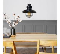 Valuelights Penglai Black Ceiling Pendant Shade And E27 Pear Led 4W Warm White 2700K Bulb