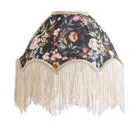 ValueLights | Peony Scalloped Floral Fabric Classic Lamp Shade with Cream Tassels | 300mm Shade Width