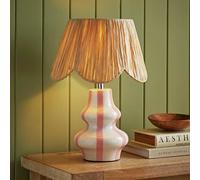 ValueLights Perrie Ceramic Stripe Table Lamp - Pink
