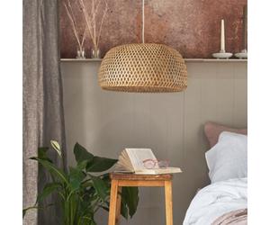 Valuelights Perugia Modern Natural Bamboo Lattice Domed Ceiling Pendant/floor Lamp Light Shade - Led Filament Bulbs In Warm White