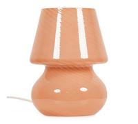 ValueLights | Pin Stripe Peach Glass Table Lamp Tapered Lampshade Living Room Bedroom Bedside Light + LED Bulb | Table Lamps & Home Improvements Essential