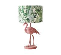 ValueLights | Pink Velvet Flamingo Table Lamp with Tropical Palm Leaf Lampshade | Table Lamps, Home Décor & Improvement Essential | Includes 4W LED Bulb [3000K Warm White]