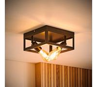 Valuelights Pisces Industrial Black 2 Way Caged Ceiling Light And Bulbs