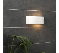 Modern White Ceramic Planter Style Flush Wall Lamp With Light Filtering Uplighter Design -- Paintable