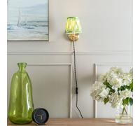 ValueLights | Plug-in Antique Brass Wall Light with Green Pleated Fabric Lampshade | Wall Lamps & Sconces, Home Décor & Improvement Essential