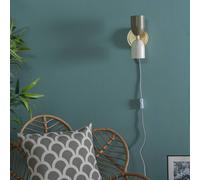 ValueLights Plug In Gold Up & Down Wall Light with Khaki & Cream Shades ValueLights Khaki