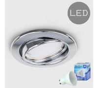 Valuelights Polished Chrome Tiltable Steel Ceiling Recessed Spotlight Downlight - Complete With 1 X 5W Gu10 Cool White Led Bulb