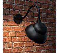 MiniSun | Large Traditional Pub Style IP23 Rated Black Metal Swan Neck Decorative Outdoor Wall Light with a Dome Shaped Light Shade | Outdoor Lights, Home Décor & Improvement Essential | Mains Wired