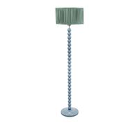 ValueLights Bobbins Powder Blue Floor Lamp with Ruched Pleated Drum Lamp Shade in Pale Green ValueLights Pale Green