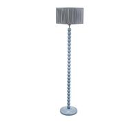 ValueLights Bobbins Ruched Blue Shade Powder Blue Floor Lamp & Bulb