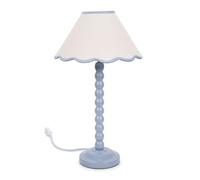 ValueLights Bobbins Powder Blue Table Lamp Blue Scallop Shade & Bulb
