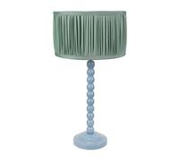 ValueLights Bobbins Ruched Pleated Green Shade Powder Blue Table Lamp