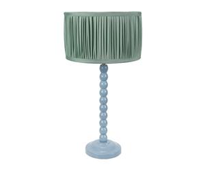 ValueLights | Powder Blue Bobbin Stem Table Lamp with Green Ruched Pleated Shade Living Room Bedroom Light | Table Lamps, Home Décor & Improvement Essential