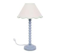ValueLights | Powder Blue Bobbin Stem Table Lamp with Green Trim Scallop Shade | Home Décor, Bedside & Desk Lamp