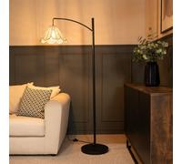 ValueLights | Black Metal Curve Stem Floor Lamp with a Natural Cane Wicker Rattan Scalloped Edge Shade | Floor Lamps & Torchieres, Home Décor & Improvement Essential