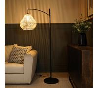 ValueLights | Black Metal Curve Stem Lamp with a Natural Wicker Rattan Teardrop Shade | Floor Lamps & Torchieres, Home Décor, Improvement & Lifestyle Essential