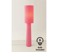 ValueLights Pritchard Pink Checkerboard Drum Shade Fabric Midi Floor Lamp & Bulb in Bright Pink ValueLights Bright Pink
