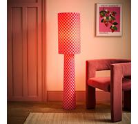 Valuelights Pritchard Pink Checkerboard Drum Shade Full Fabric Midi Floor Lamp And Bulb