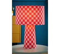 Valuelights Pritchard Pink Checkerboard Drum Shade Full Fabric Table Lamp