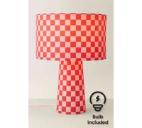 Valuelights Pritchard Pink Checkerboard Drum Shade Full Fabric Table Lamp With Led Bulb