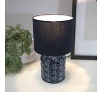 Navy Geo Ceramic Table Lamp blue