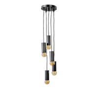 MiniSun | Industrial 5 Way Matt Black Multi Drop Ceiling Pendant Light Fitting | Pendant Lights, Home Décor & Improvement Essential | Mains Wired