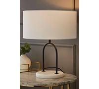 Rachel Black Arch Marble Base Table Lamp with White Linen Lamp Shade ValueLights White One Size