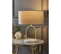 Rachel Brushed Gold Arch Marble Base Table Lamp with Natural Shade ValueLights Off White One Size