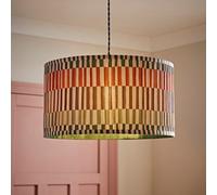 Valuelights Rae Large Stripe Natural Pleated Drum Ceiling Lamp Shade (D)45Cm
