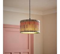ValueLights Rae Small Stripe Natural Pleated Drum Ceiling Lamp Shade and Bulb