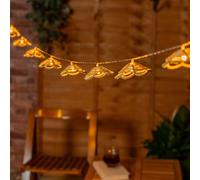 Rattan Flower 10 x Battery Operated Outdoor Garden String Lights ValueLights Light Brown One Size