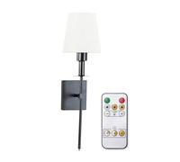 ValueLights | Rechargeable Easy Fit Wall Light with Fabric Shade, Remote Control Dimmable LED Lamp, Non Hardwired Wall Sconce - Black | Wall Lights & Home Improvements Essential