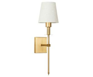 ValueLights | Rechargeable Easy Fit Wall Light with Fabric Shade, Remote Control Dimmable LED Lamp, Non Hardwired Wall Sconce - Antique Brass | Wall Lights & Home Improvements Essential