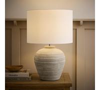 ValueLights Reid Ceramic LED Large Ribbed Table Lamp - Grey