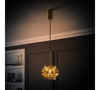 Valuelights Reine Clear Glass Flower Brushed Gold Thread Ceiling Pendant Light With Led Bulb