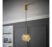 ValueLights Reine Glass Flower Shade Brushed Gold Thread Ceiling Pendant Light in Clear ValueLights Clear