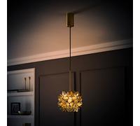 ValueLights Reine Glass Flower Shade Brushed Gold Thread Ceiling Pendant Light with LED Bulb in Clear ValueLights Clear