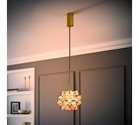 ValueLights Reine Glass Flower Shade Brushed Gold Thread Ceiling Pendant Light with LED Bulb in Pale Pink ValueLights Pale Pink