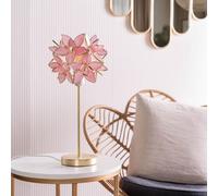 ValueLights | Gold Metal Single Stem Table Lamp with a Pink 3D Glass Flower Lampshade | Home Décor, Bedside & Desk Lamp