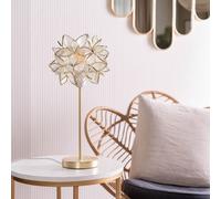 ValueLights | Gold Metal Single Stem Table Lamp with a Clear 3D Glass Flower Lampshade | Home Décor, Bedside & Desk Lamp