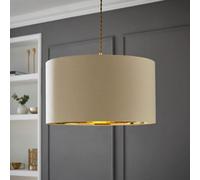 Valuelights Reni Beige & Gold Inner Drum Ceiling Lamp Shade (D)35Cm
