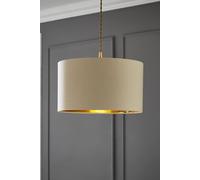 MiniSun Large Modern Beige & Gold Cylinder Ceiling Pendant/Table Lamp Drum Light Shade